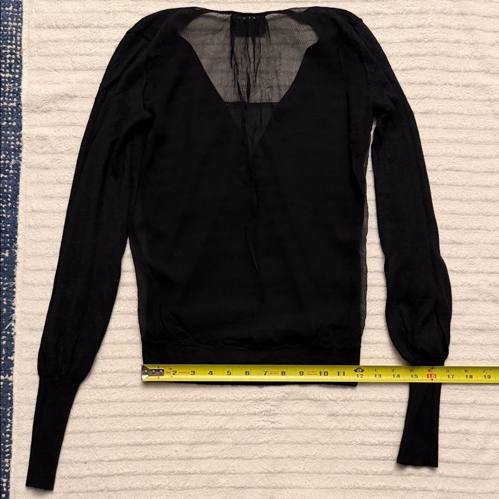 Derek Lam Black Deep V-Neck Lightweight Sweater - Picture 2 of 5